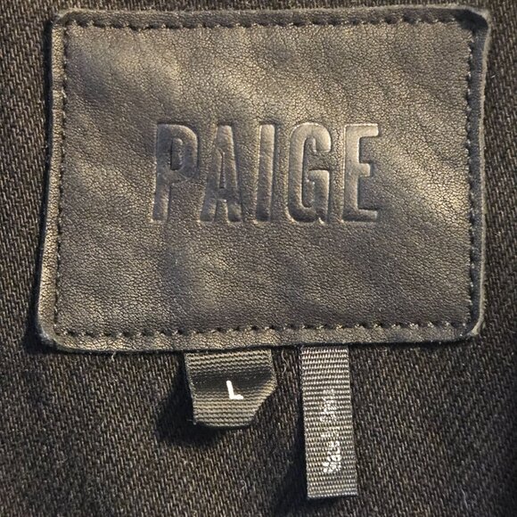 Paige Women’s Cotton Moto Jacket Black L Raw Hem Cropped Utility Street Style - Picture 5 of 15